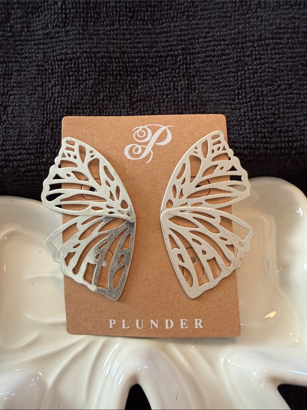 Plunder Silver Filigree Butterfly Wing Earrings